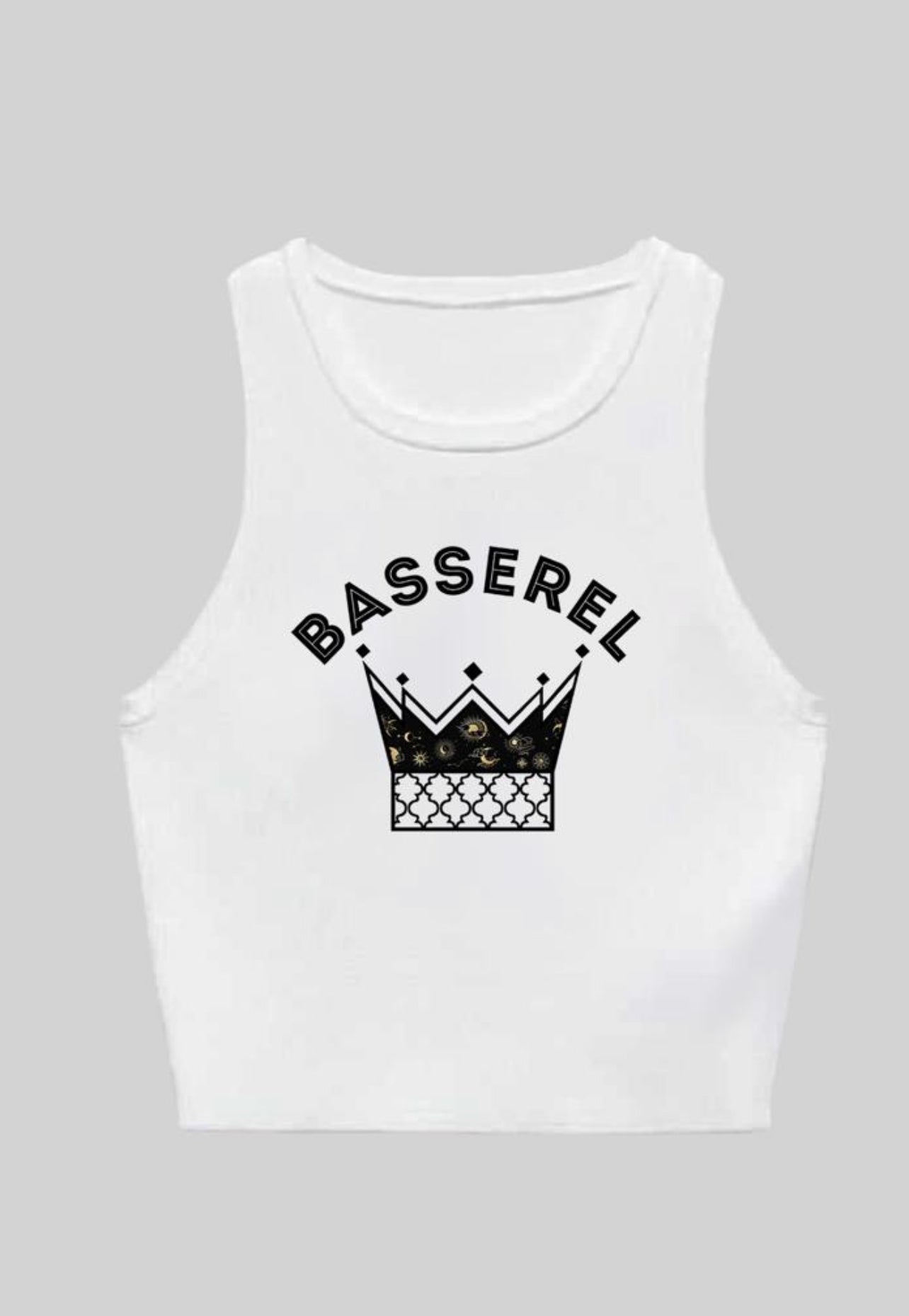 White Crop Top Digital Printed Logo