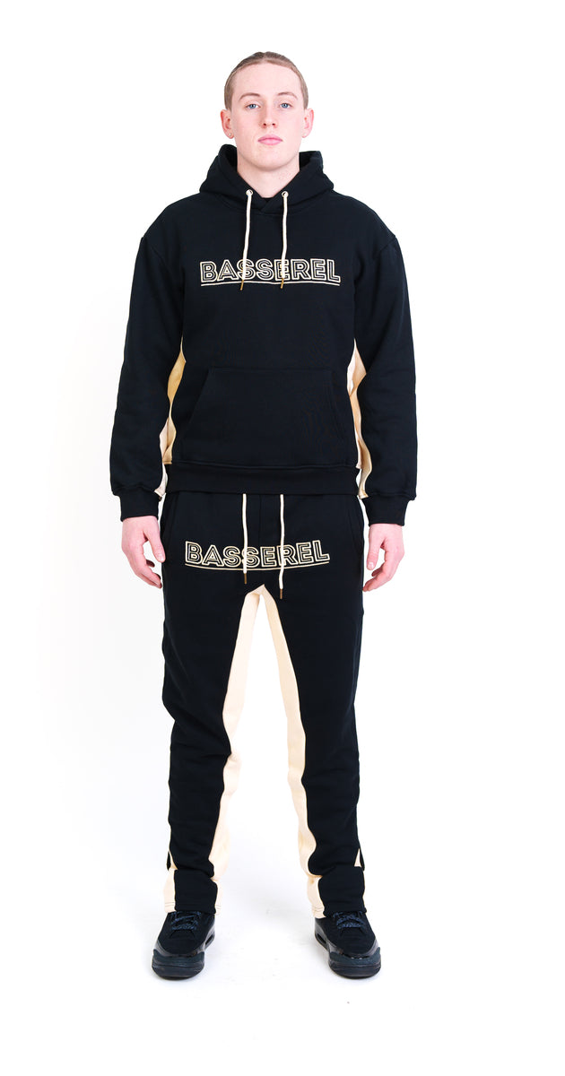 Black and cream fleece tracksuit