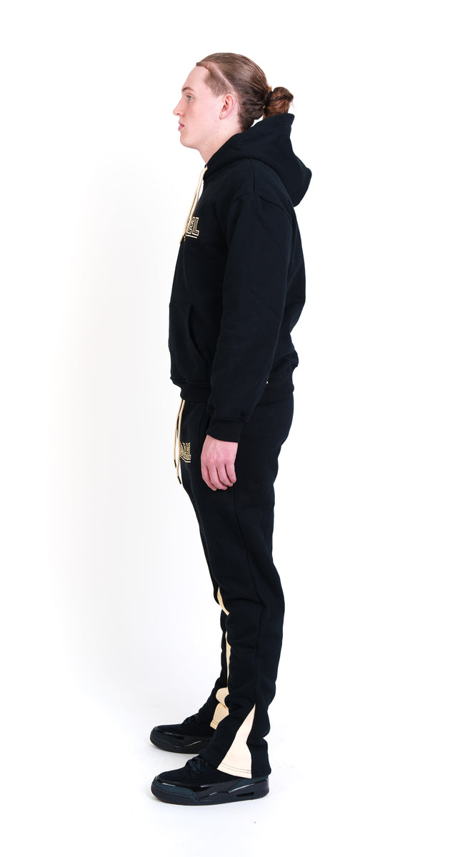 Black and cream fleece tracksuit